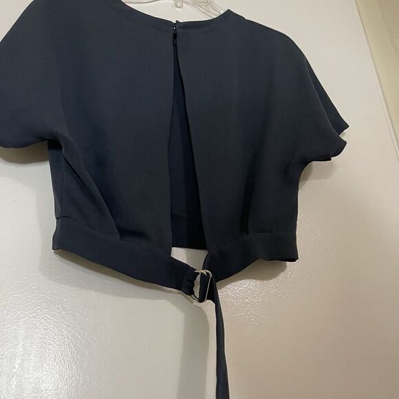 ASTR the label teal blue cropped belted cut out blouse top size small - Picture 6 of 6